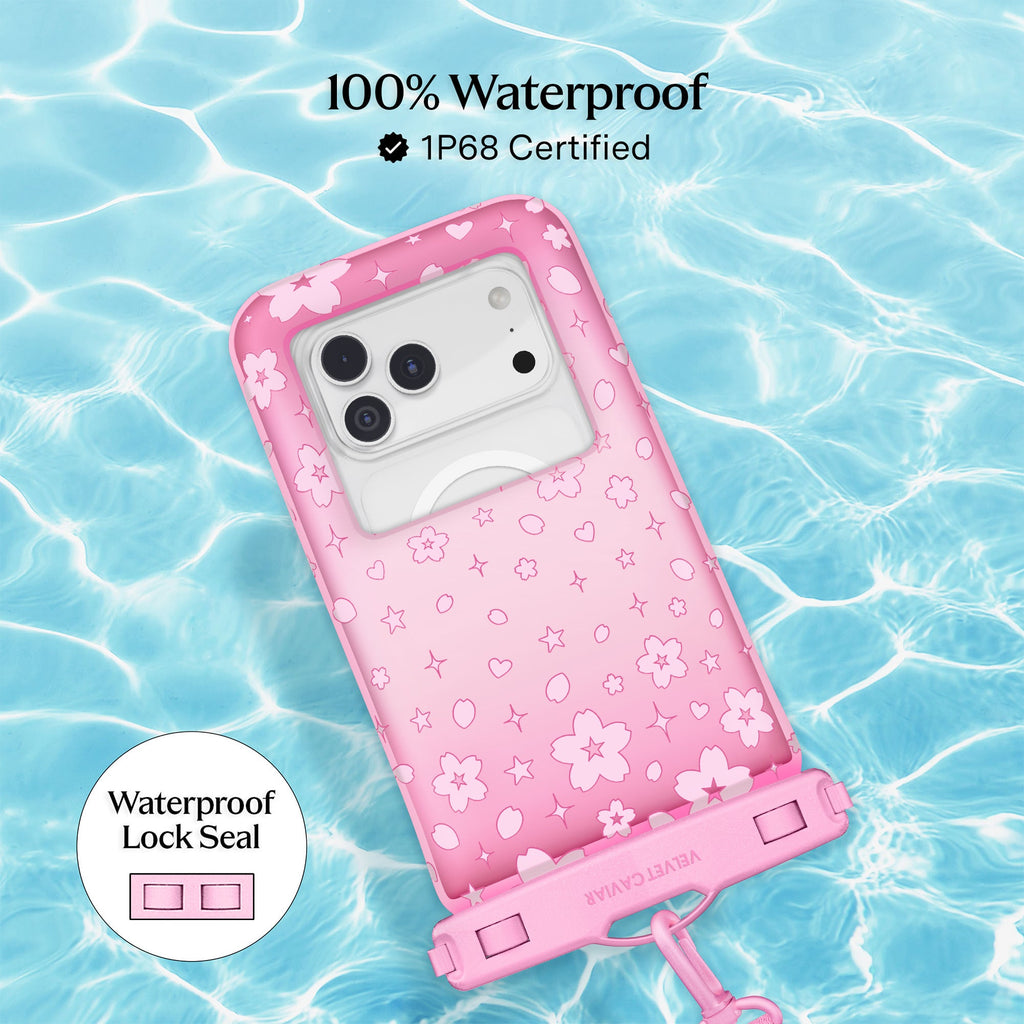 Pink Cherry Blossom Waterproof Floating Phone Pouch